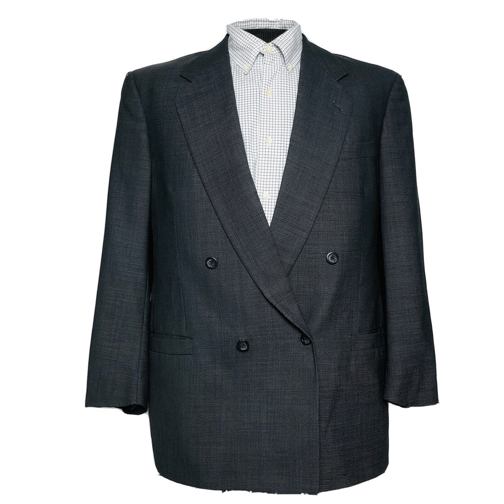 Jhane Barnes Mens‎ Grey Double Breasted Wool Suit Jacket Size 41R